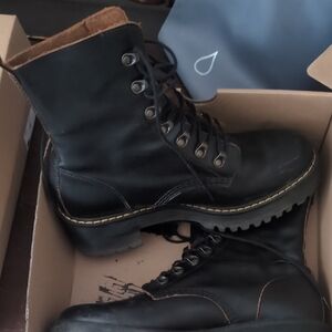 Black Leather Combat Boots